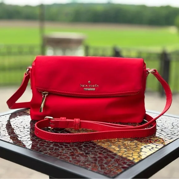 kate spade Bags Kate Spade Red Vinyl Crossbody Bag With Chrome